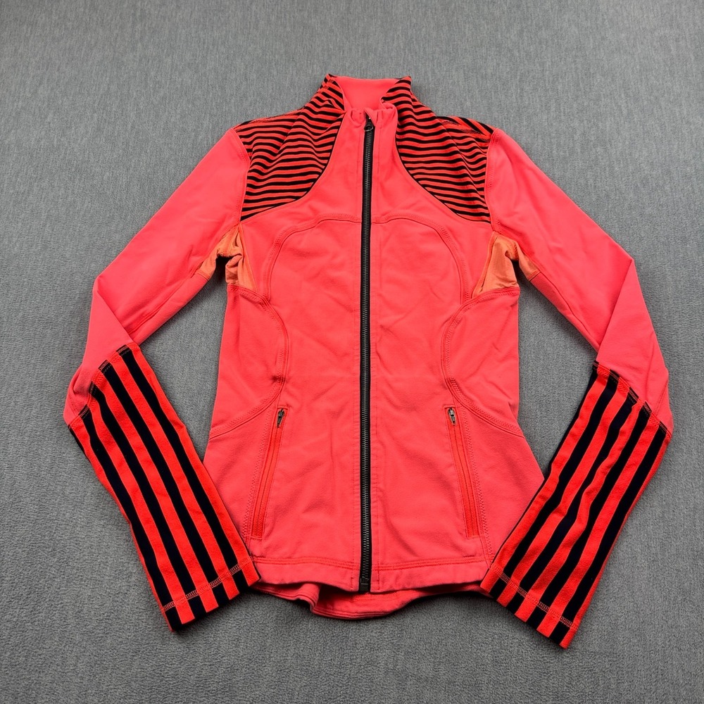 Lululemon Jacket Women 4 Orange Forme Light Flare Stripe Inkwell Full Zip Active